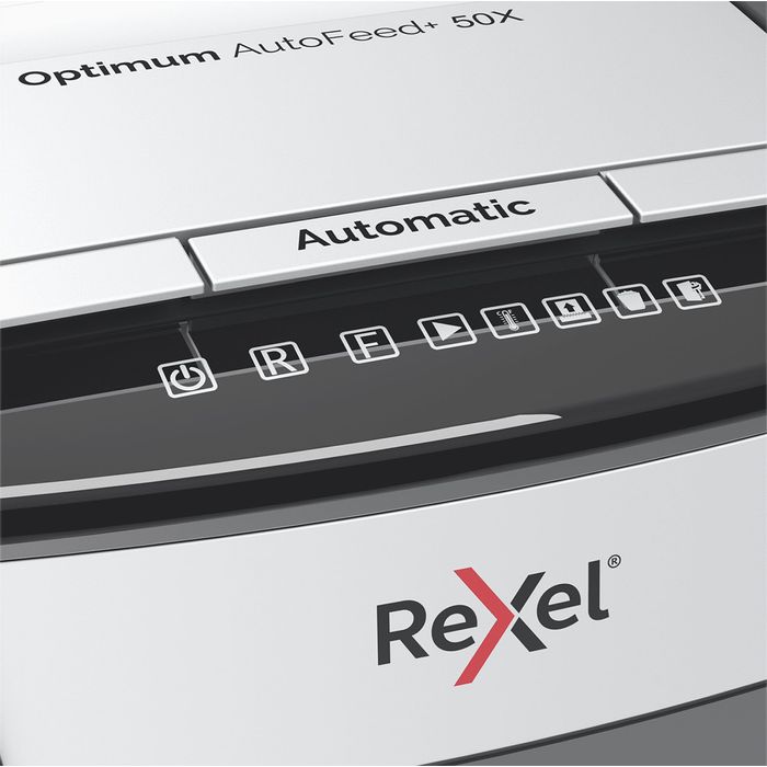 5028252613866-Rexel Optimum Auto+ 50X - destructeur de documents coupe croisée - 50 feuilles - Corbeille 20 litres--4