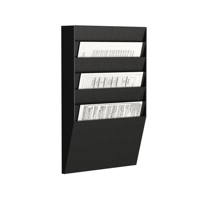 3660141881929-Présentoir mural - 6 cases horizontales pour document format A4 - noir--0