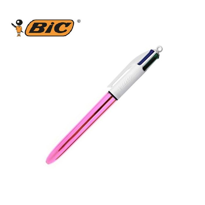 3086123310391-BIC 4 Couleurs Shine - Stylo à bille 4 couleurs - corps rose--0