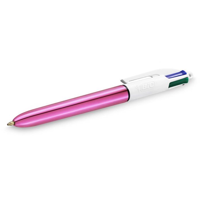 3086123310391-BIC 4 Couleurs Shine - Stylo à bille 4 couleurs - corps rose--1