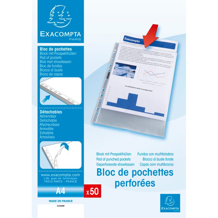 3037920310480-Exacompta Quick Doc - 50 Pochettes perforées - A4 - lisses - cristal--0