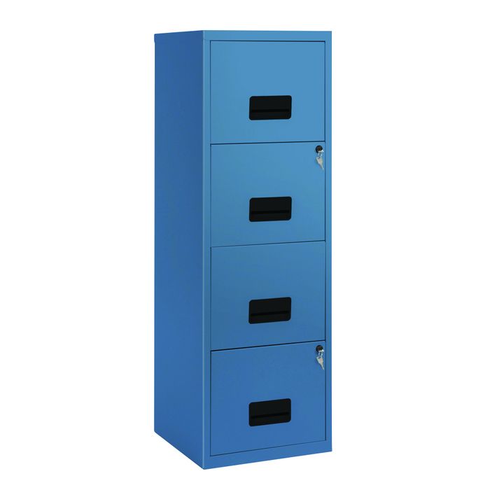 3219090952558-Classeur 4 tiroirs pour dossiers suspendus - 125,6 x 40 x 40 cm - bleu--0