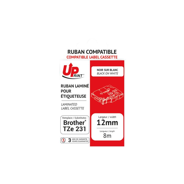 3584770437206-UPrint - Ruban d'étiquettes auto-adhésives pour Brother TZe131 - 1 rouleau (12 mm x 8 m) - fond transparen--3