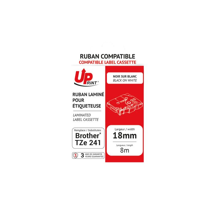 3584770437206-UPrint - Ruban d'étiquettes auto-adhésives pour Brother TZe131 - 1 rouleau (12 mm x 8 m) - fond transparen--4