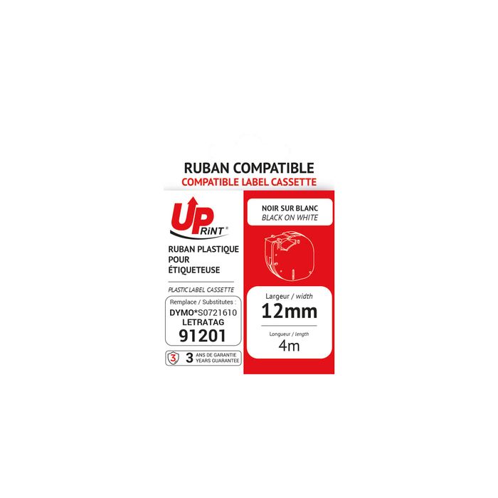 3584770437206-UPrint - Ruban d'étiquettes auto-adhésives pour Brother TZe131 - 1 rouleau (12 mm x 8 m) - fond transpare--10