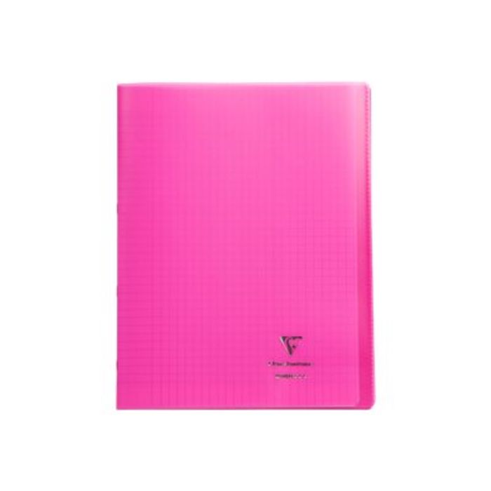 3037929814088-Clairefontaine Koverbook - Cahier polypro 24 x 32 cm - 96 pages - grands carreaux (Seyes) - rose-Avant-1