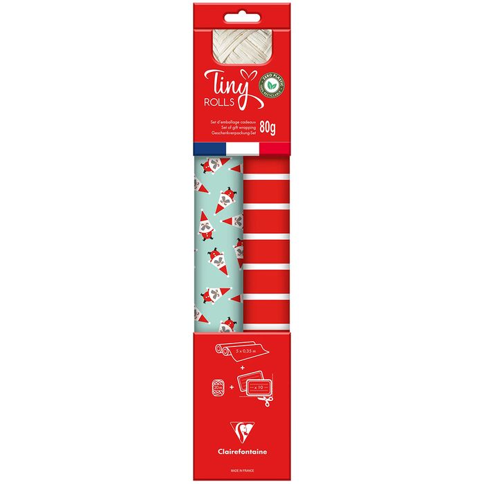 3329682238905-Clairefontaine - Set d'emballage cadeaux rouge/bleu - Tiny Rolls--1