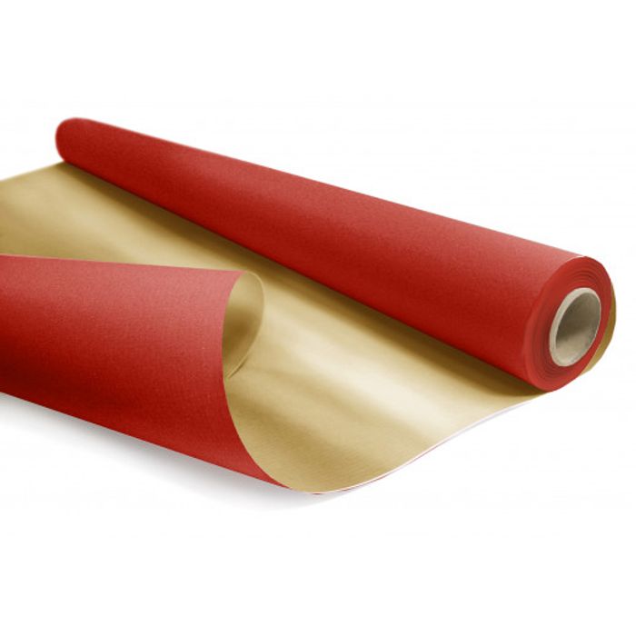 3281650480955-Créastyl Duo Métal - Papier cadeau kraft - 69 cm x 50 m - 60 g/m² - rouge/or--0