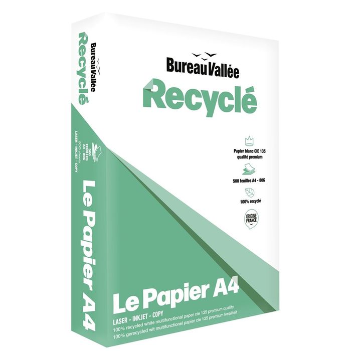 3329680000986-Bureau Vallée Recyclé - Papier blanc - A4 (210 x 297 mm) - 80 g/m² - Ramette de 500 feuilles--0
