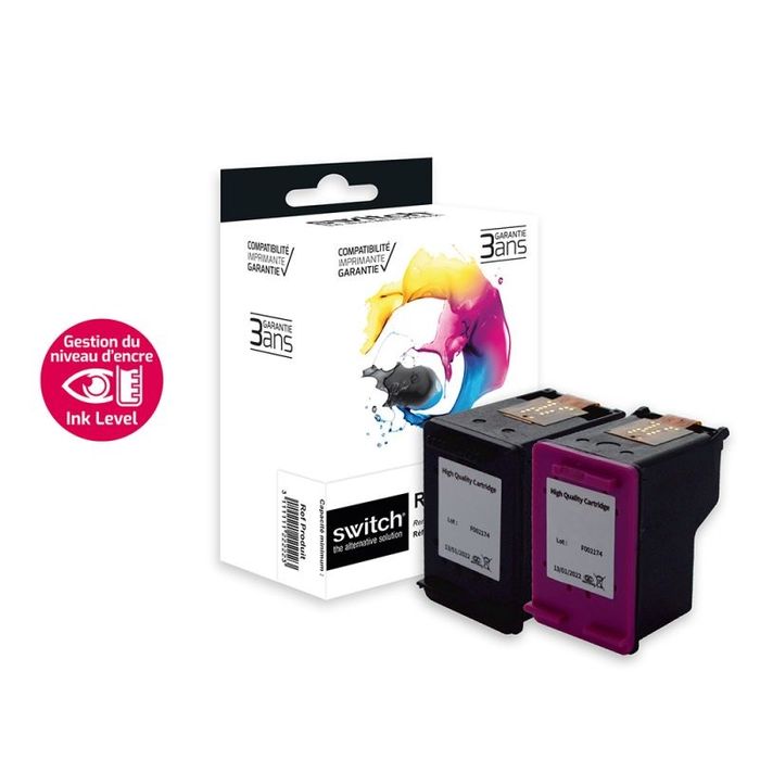 3700654244979-Cartouche compatible HP 305XL - Pack de 2 - noir, cyan, magenta, jaune - Switch --0