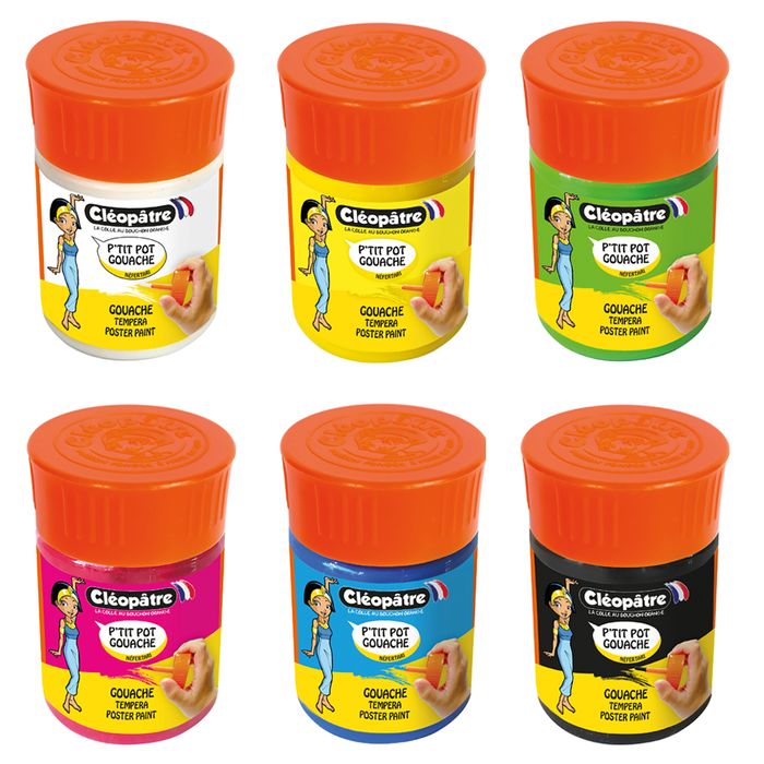 3134725014657-Cléopâtre NÉFERTARI - 6 Pots de peinture 50 ml - couleurs assorties - pinceau intégré--2