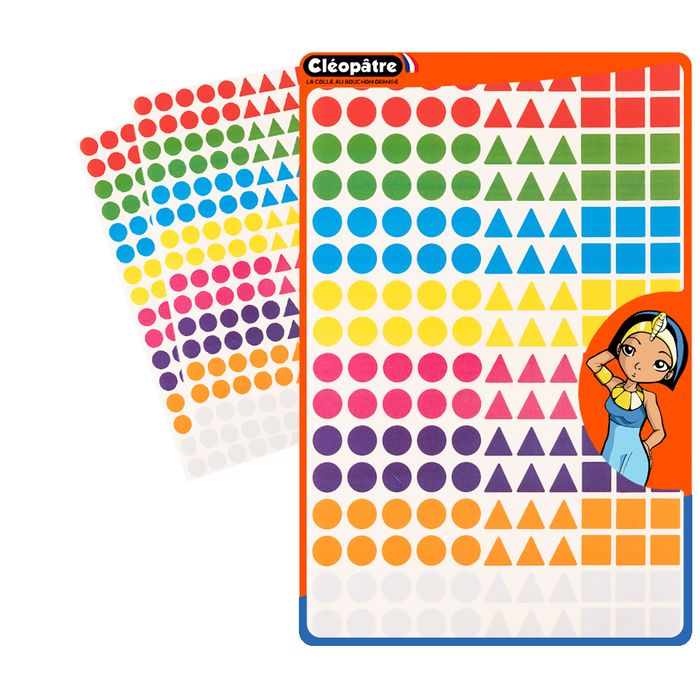 3134725022959-Cléopâtre - 528 gommettes géométriques - 8 couleurs - repositionnables--0