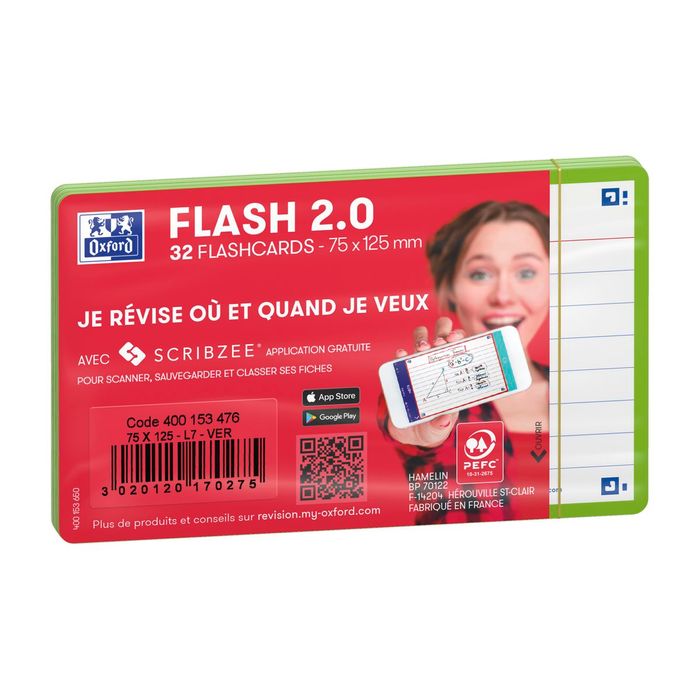 3020120170275-Oxford FLASH 2.0 - Pack de 32 cartes - A7 - ligné - vert--0