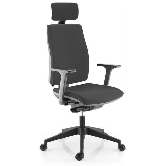 3660916019137-Fauteuil de bureau NOVA - accoudoirs 3D - têtière intégrée - dossier en tissu - noir--1