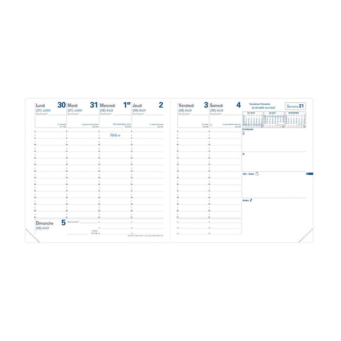 3371010475957-Agenda Club Executif - 1 semaine sur 2 pages - 16 x 16 cm - vert sauge - Quo Vadis--1