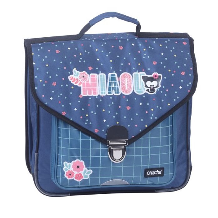 3661507623368-Cartable Chacha Miaou 36 cm - 2 compartiments - bleu - Kid'Abord--0