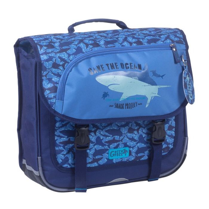 3661507823256-Cartable Greenpack Sharky 38 cm - 2 compartiments - bleu - Kid'Abord--0