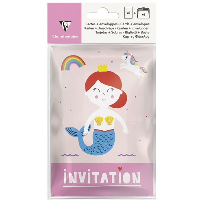 3329682020623-Clairefontaine Héros De Mon Enfance - 6 cartes d'invitation - 10,5 x 18 cm - rose--0