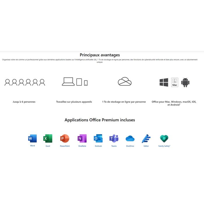 4260505538057-Microsoft 365 Famille à télécharger - Jusqu’à 6 utilisateurs - PC ou Mac – Abonnement 1 an--2