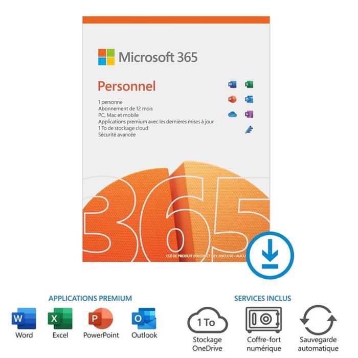 4260505538064-Microsoft 365 Personnel à télécharger - 1 utilisateur - PC ou Mac - Abonnement 1 an--0