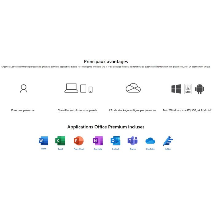 4260505538064-Microsoft 365 Personnel à télécharger - 1 utilisateur - PC ou Mac - Abonnement 1 an--2