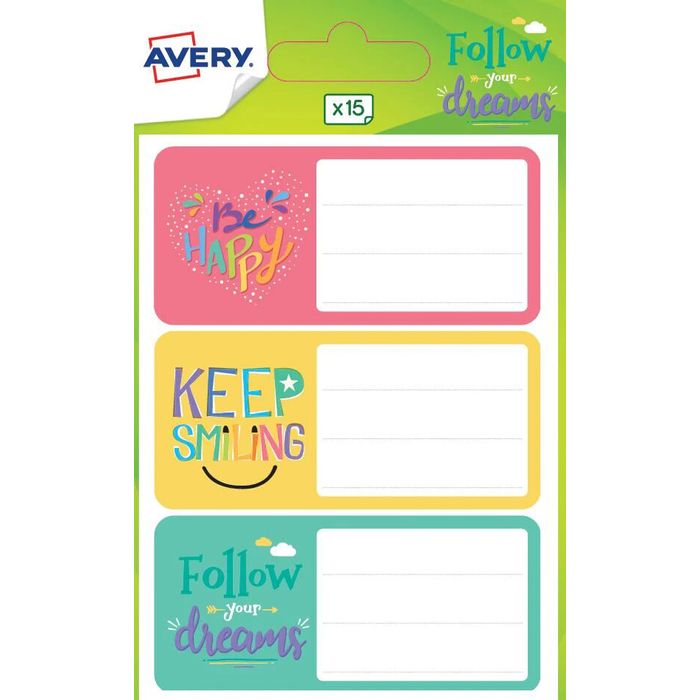 5014702144431-Avery - 15 Étiquettes scolaires texte fun - 76 x 34 mm--0