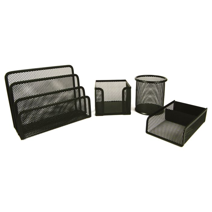 3386177057403-Pierre Henry - Mini set de bureau mesh - 4 pièces - noir--0