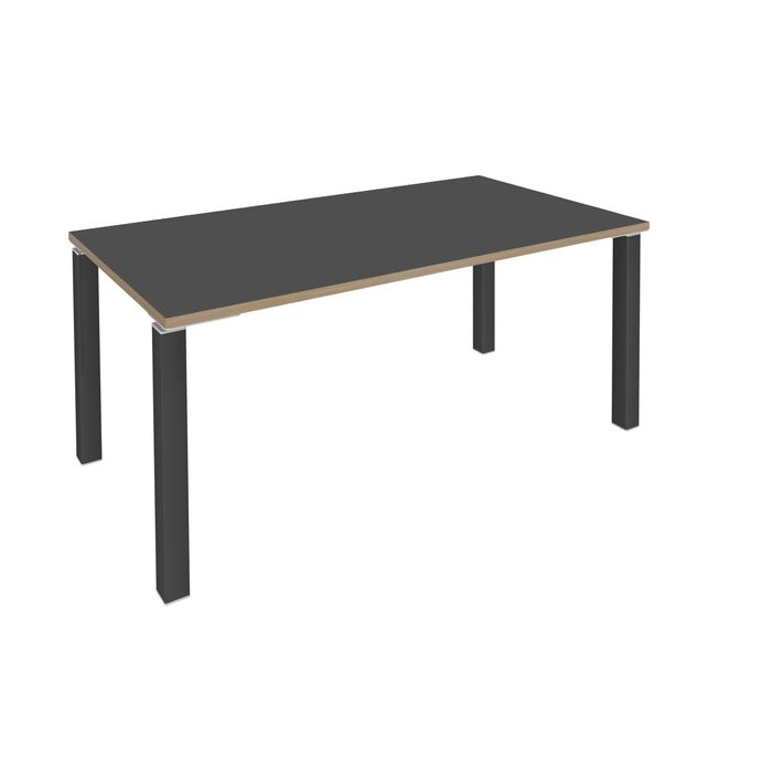 3253310177260-Bureau droit EXPRIM - L140 cm - Plateau imitation carbone chant Chêne clair - Pieds carbone--0