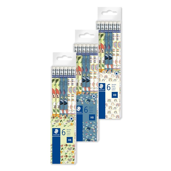 4007817079874-STAEDTLER Pattern - Pack de 6 crayons à papier HB - embout gomme--0