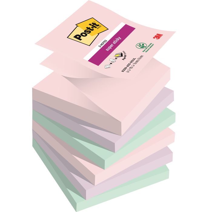 4054596926059-Post-it - 6 Blocs Z-Notes Super Sticky Soulful - couleurs assorties - 76 x 76 mm--0