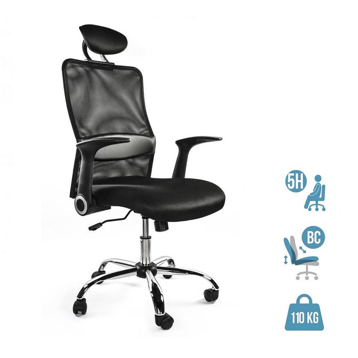 0404051195294-Fauteuil de bureau GELATI - accoudoirs rabattables - appui-tête réglable - noir --0