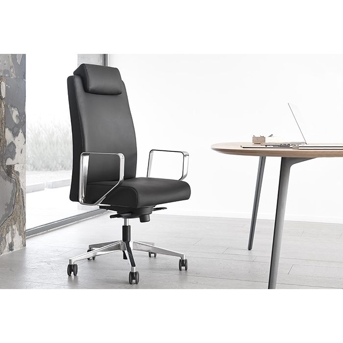 3660916042456-Fauteuil de bureau BOP - accoudoirs fixes - appui-tête - cuir noir--4