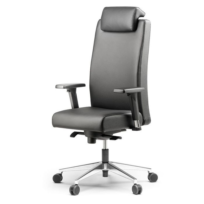 3660916038213-Fauteuil de bureau BOP - accoudoirs réglables - appui-tête - cuir noir--1