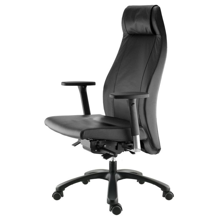 3660916008926-Fauteuil de bureau GOXOA - accoudoirs réglables - appui-tête intégré - cuir noir--1