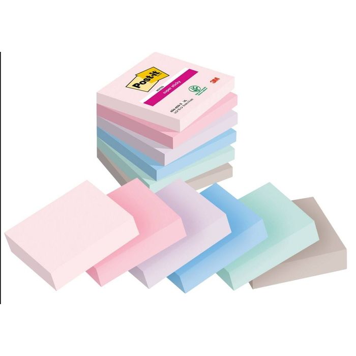 4054596925953-Post-it - 6 Blocs notes de 90 feuilles Super Sticky Post-it Soulful  - couleurs assorties - 76 x 76 mm--1
