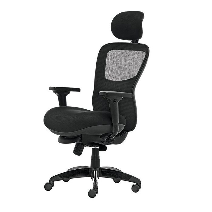 8033540636639-Fauteuil de bureau ATHOS - accoudoirs réglables - appuie-tête réglable - noir--1