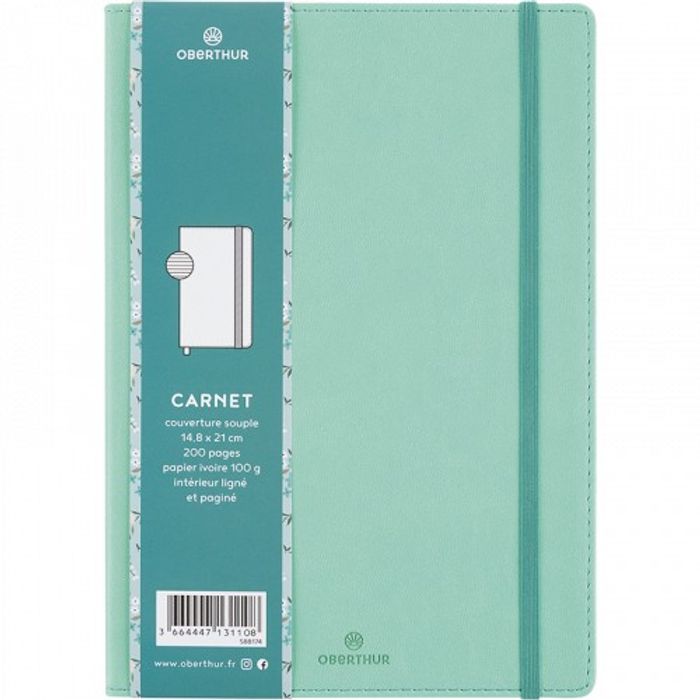 3664447131108-Oberthur Carmen - Carnet de notes souple A5 - ligné - 200 pages - menthe--0