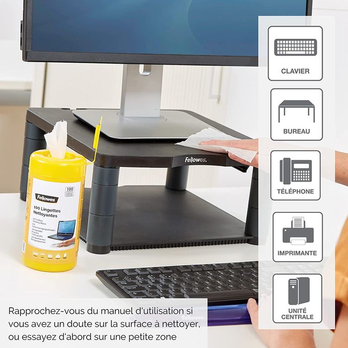 0043859770595-Fellowes - 100 lingettes multisurfaces sans alcool--1