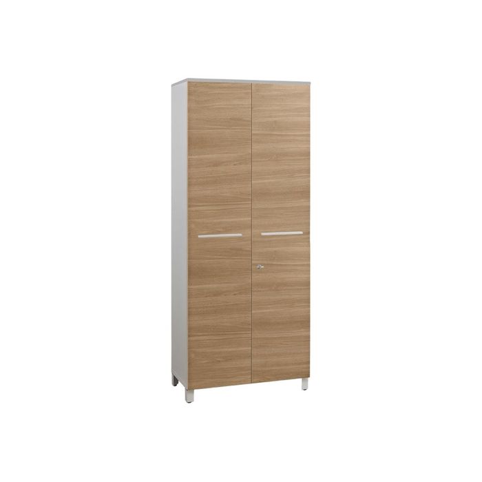 3483600215895-Armoire haute Sunday - L80 x H192 x P42 - 2 portes - dessus et façade chêne - SANS TOP--0