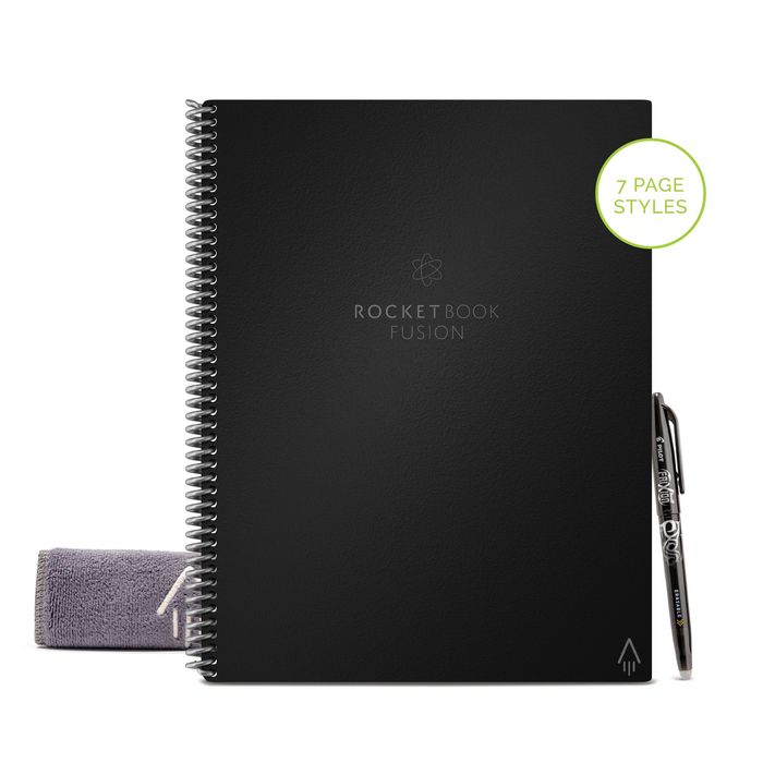 0850007403867-Rocketbook Fusion Letter - Carnet de notes connecté - 42 pages réutilisables - A4 - noir--0
