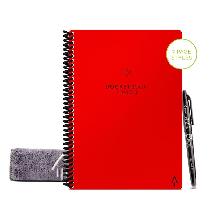 3086123708006-Rocketbook Fusion Executive - Carnet de notes connecté - 42 pages réutilisables - A5 - rouge--0
