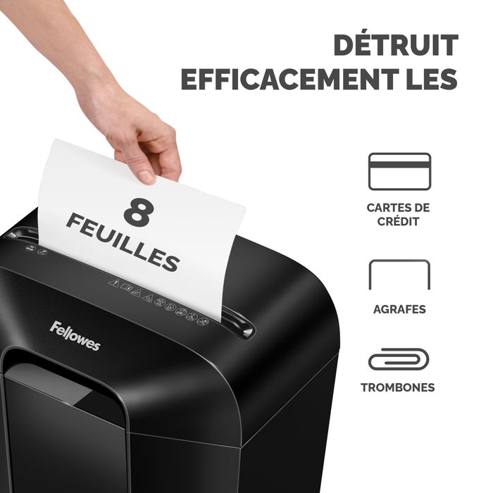 0043859771097-Fellowes Powershred LX41 - Destructeur de documents coupe croisée mini-cut - 8 feuilles - Corbeille 17--3