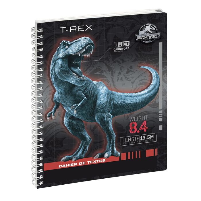 3660942079945-Cahier de textes spiralé Jurassic World - 17 x 22 cm - t-rex - Exacompta--0