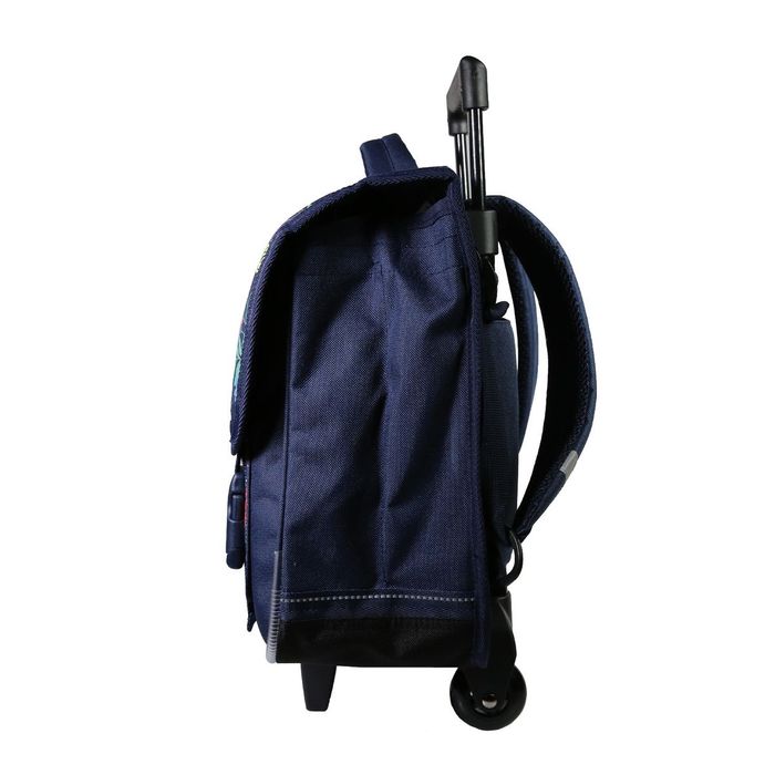 3666311012162-Cartable à roulettes Cybel 38 cm - 2 compartiments - bleu - Bagtrotter--1