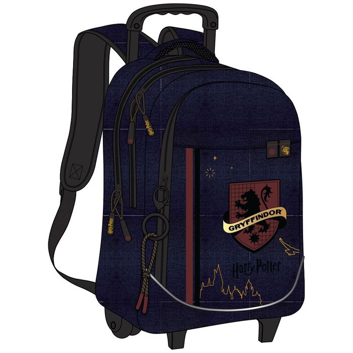 3661507522784-Sac à dos à roulettes Harry Potter Gryffondor - 2 compartiments - marine - Kid'Abord--0