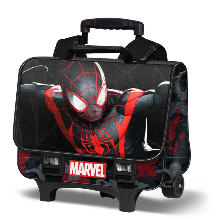 8445118050097-Spiderman Miles - Cartable avec chariot amovible 38 cm - 2 compartiments - Karactermania--0