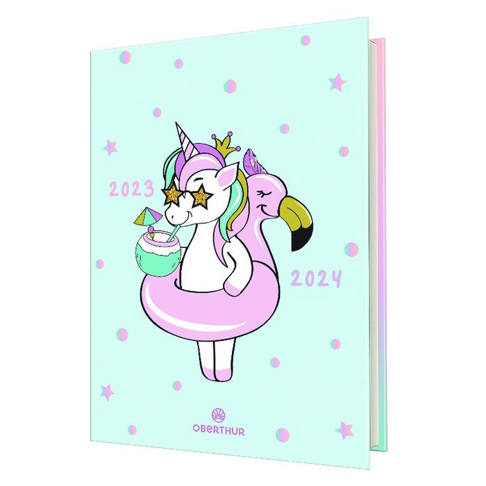 3664447143972-Agenda Licorne - 1 jour par page - 12,5 x 17,5 cm - Oberthur--0