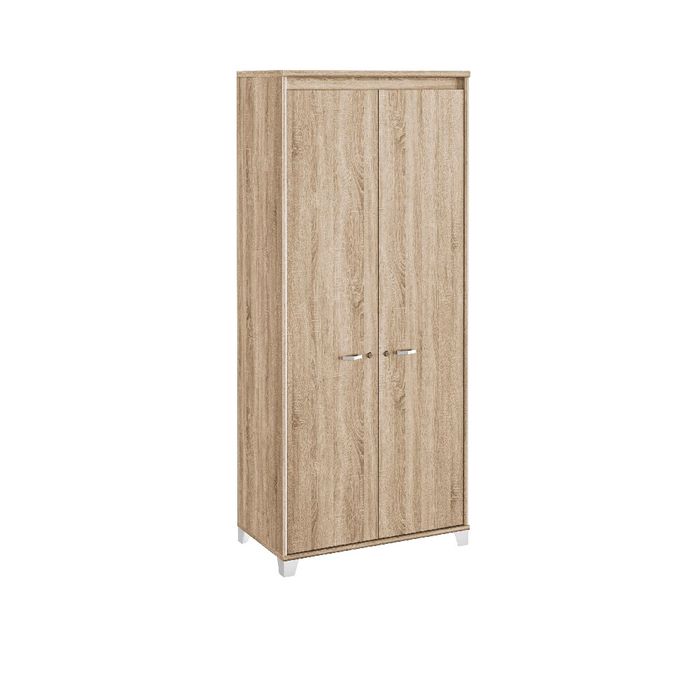 3483601133198-Armoire haute MAMBO - L80 x H187 x P46 - 2 portes - Chêne Sonoma/blanc--0