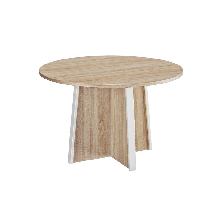 3483601144583-Table de réunion ronde MAMBO - Chêne Sonoma/blanc--0