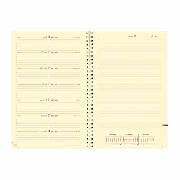 3371010481712-Agenda spiralé Impala Note 24 avec répertoire - 1 semaine sur 2 pages - 16 x 24 cm - rouge - Quo Vadi--1
